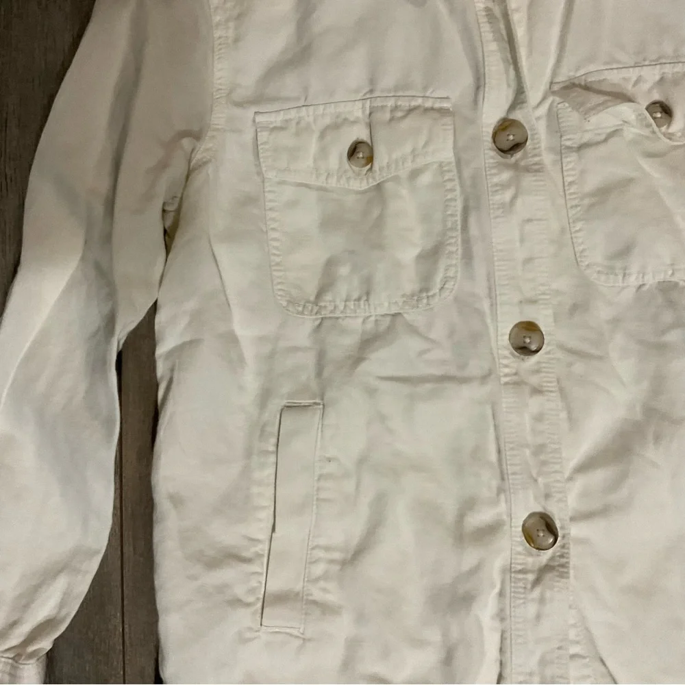 LOFT Cream Shirt Jacket with Button Details, Size Medium